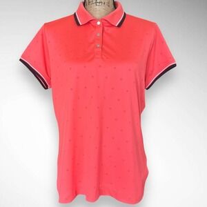 NIKE GOLF Women's Tangerine Dri Fit Short Sleeve Polo Shirt Large |‎ EUC
